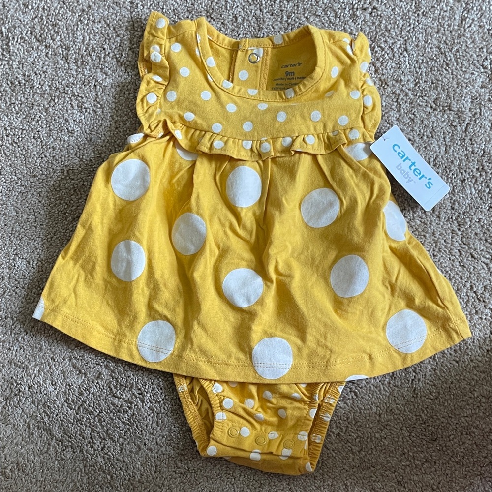 Carter's Yellow and White Polka Dot Diaper Cover Set